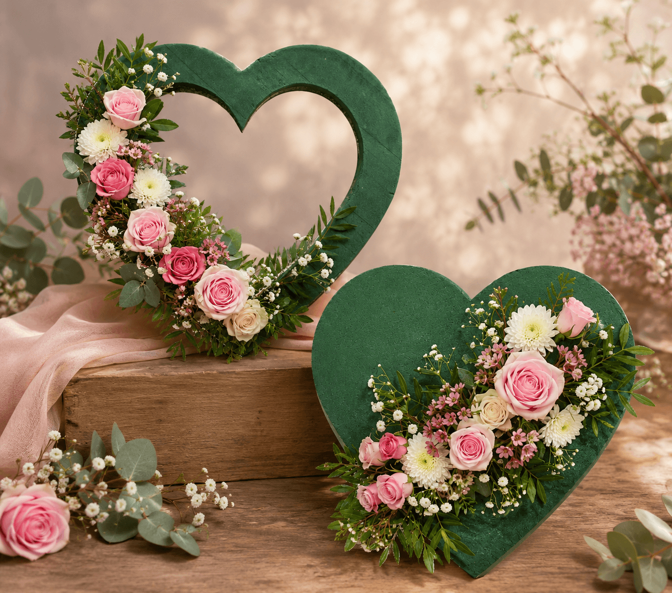 Floral foam Hearts with Ply Base